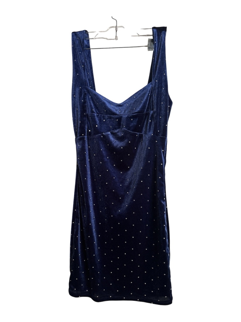Forever 21 Navy Blue Velvet Midi Dress with Rhinestones
